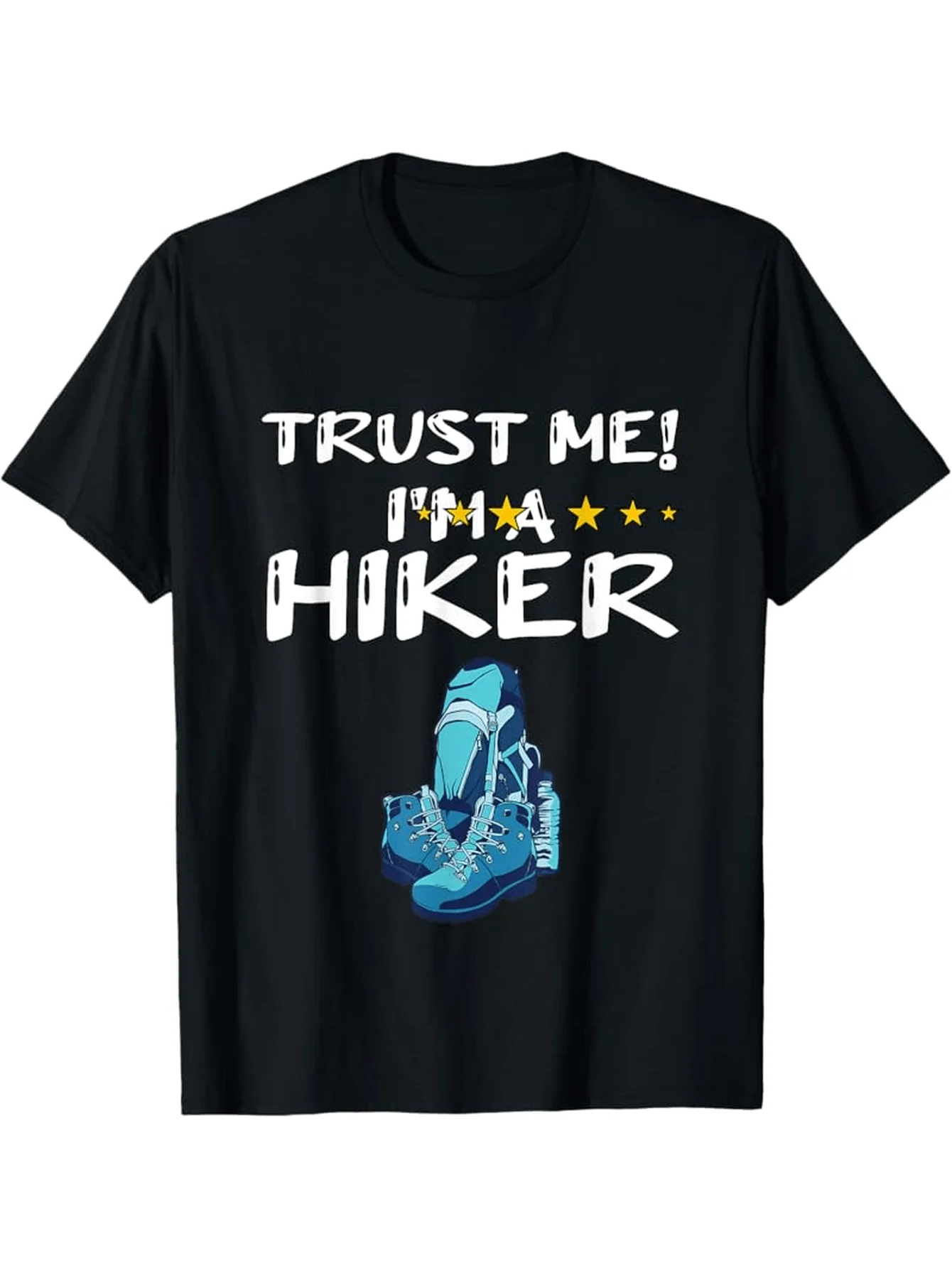 

"Trust Me I'm A Hiker" T-Shirt - Funny Hiking Gift with Hiking Boots & Trail Map Print, Short Sleeve Casual Outdoor Tee