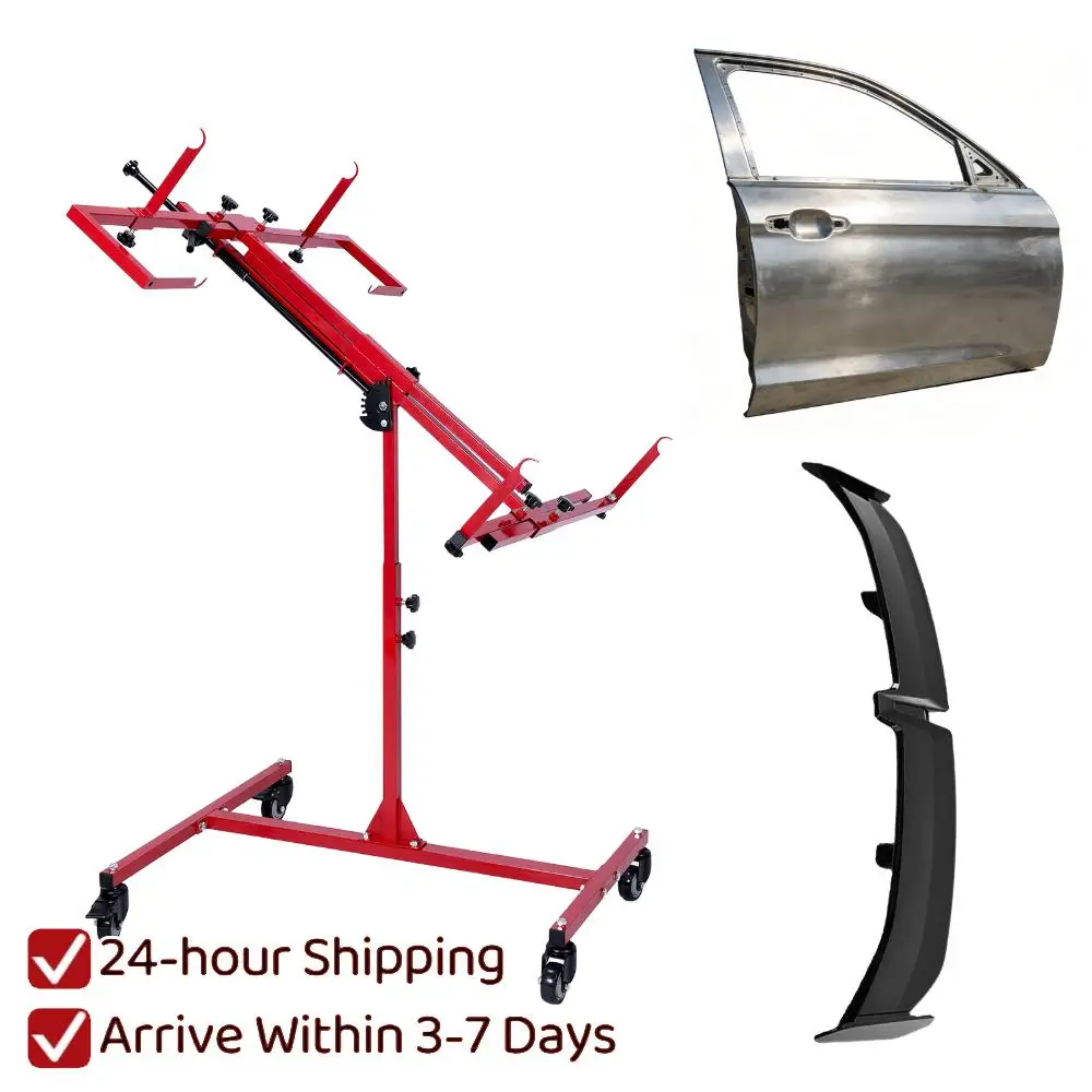 

Multifunction Auto Body Stand Adjustable 90° Rotating with 4 Wheels Paint Holder for Fender Hood Bumper Car Parts Garage Use