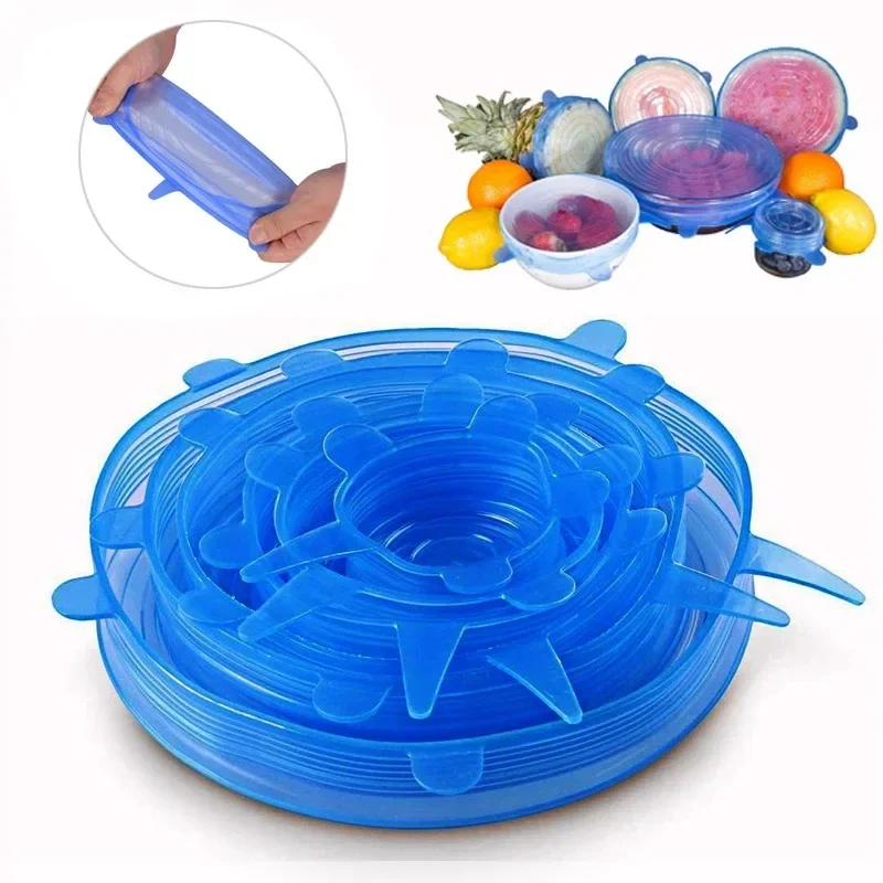 Verstellbare elastische Silikon kappen Kühlschrank für Küchen zubehör decken adaptive Küche Lagerung Organisation Lebensmittel Geschirr