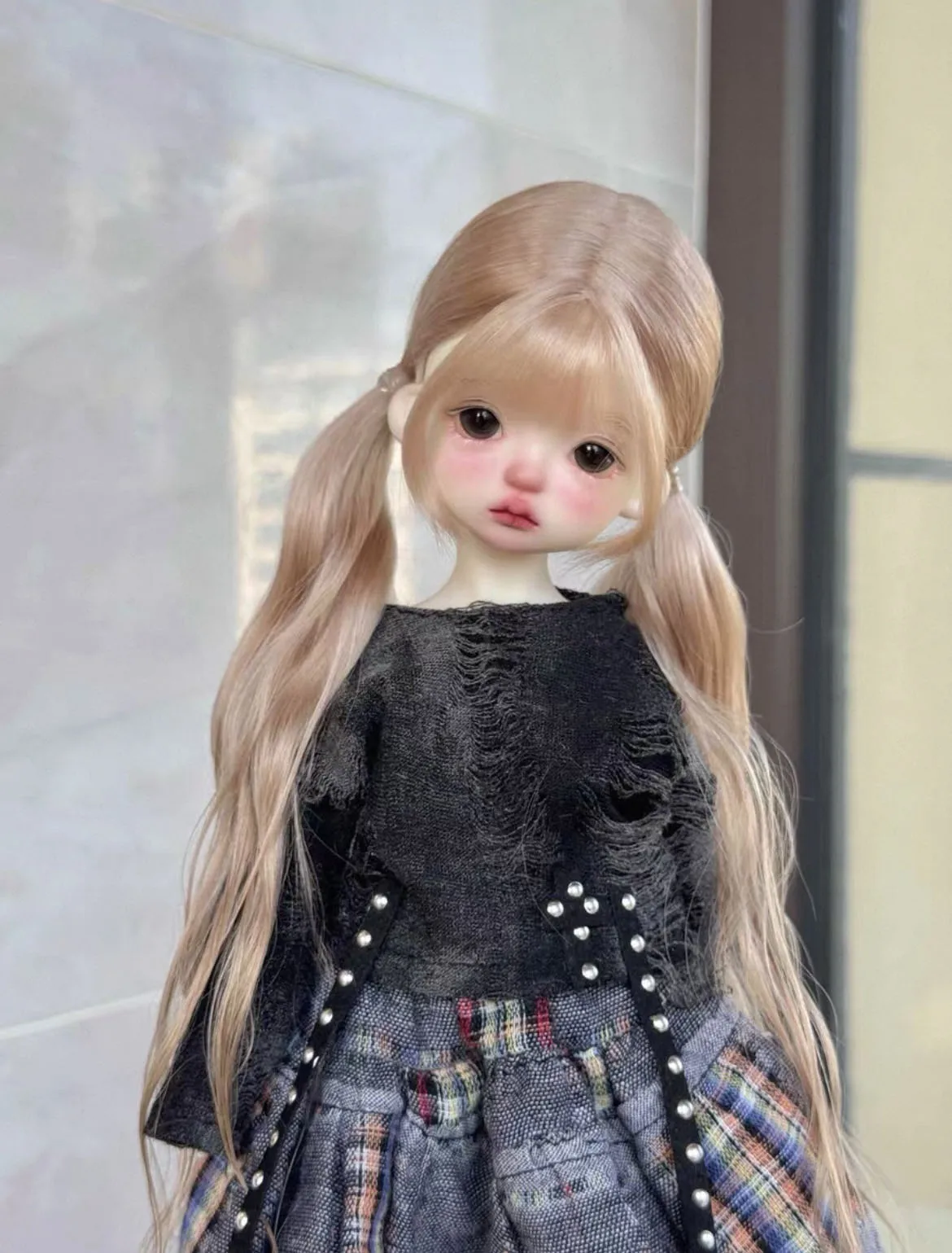 Hair for doll hard shell wig mohair handmade 1/6 1/4 BJD wig free shipping
