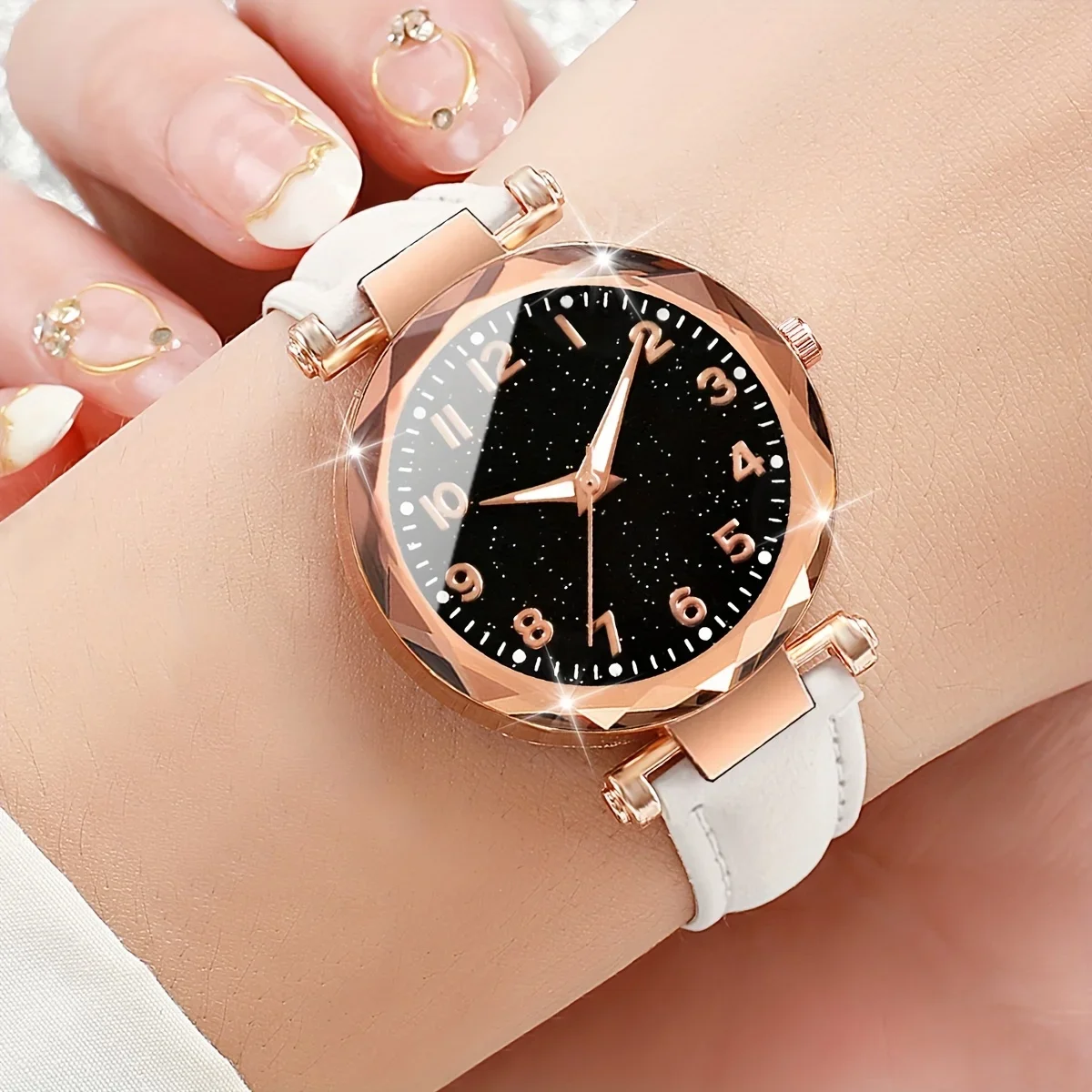 ABCFashion 9-piece women's quartz watch set - Starry Sky dial, candy color, faux leather strap, zinc alloy case-