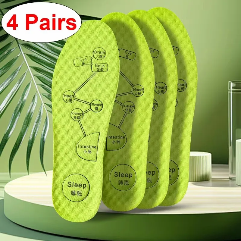 Semelles intérieures d'acupression pour chaussures, 1/2/4/5/6 paires, semelles intérieures absorbant la sueur, déodorantes, respirantes, pour la course à pied, Massage des pieds