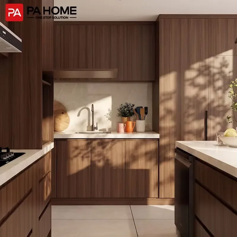 PA Modular Design Villa Storage Kitchen Cabinet With Stone Counter Kitchen Island Table
