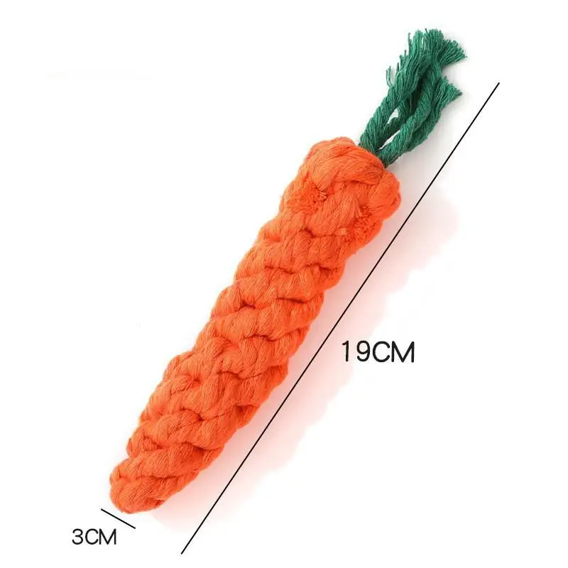 Dog Chew Toys Cartoon Carrot Shape Cotton Rope Bite-proof Pet Teeth Grinding Cleaning Toys Pet Outdoor Training Supplies