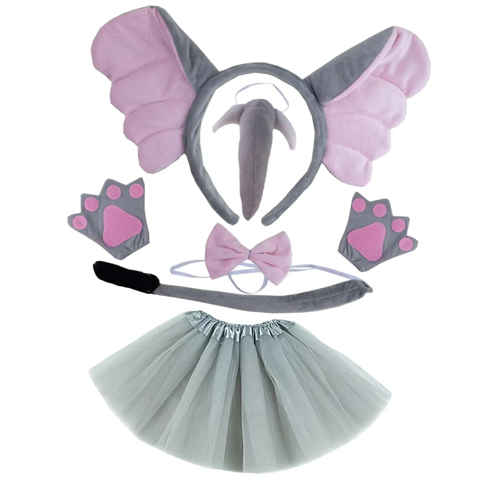 ชุดแต่งกายสัตว์ครบชุด หูช้าง ที่คาดผม โบว์ผูกคอ หาง สำหรับเล่นบทบาทสมมติ อุปกรณ์ประกอบฉากถ่ายภาพ และงานปาร์ตี้