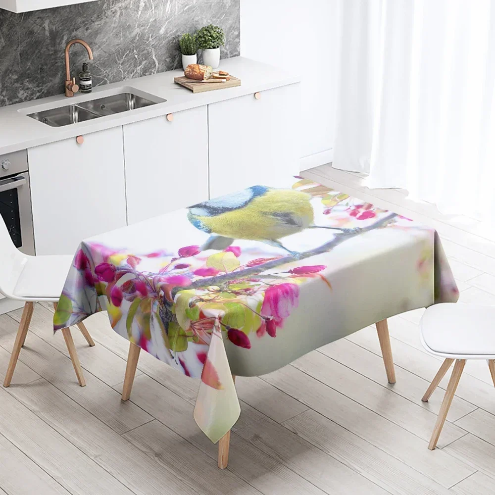 Hummingbird Tablecloth Cute Bird  Stain Resistant Waterproof Rectangular Kitchen Table Home Decoration TIW3