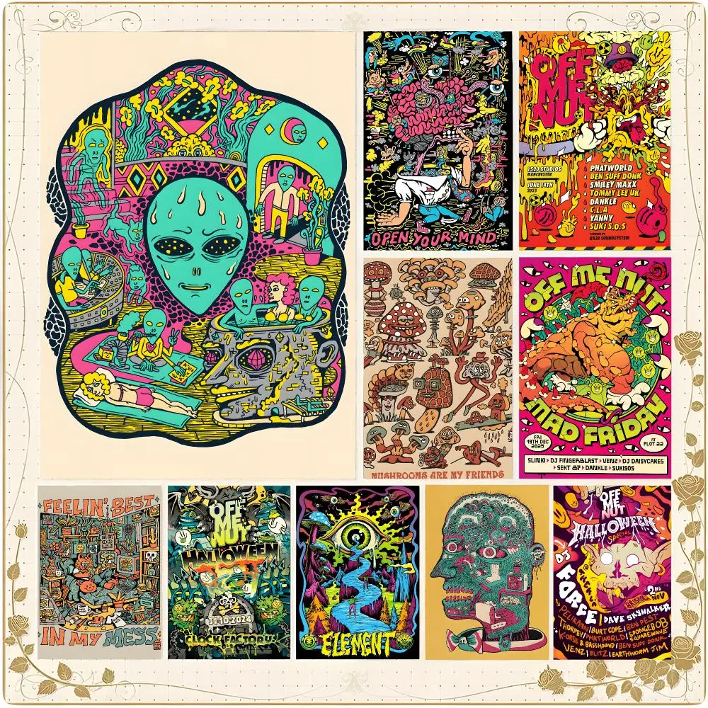 Art Psychedelic Art K-Killer Acid Poster Framed Wall Art Painting for Living Room Interior Decor and Gift Options