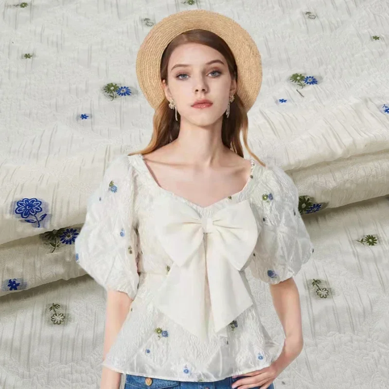 

Окрашенная пряжа из органзы, жаккардовая ткань, весна-лето, прозрачная тонкая ткань, маленькая свежая женская юбка принцессы, модный дизайн, шитье