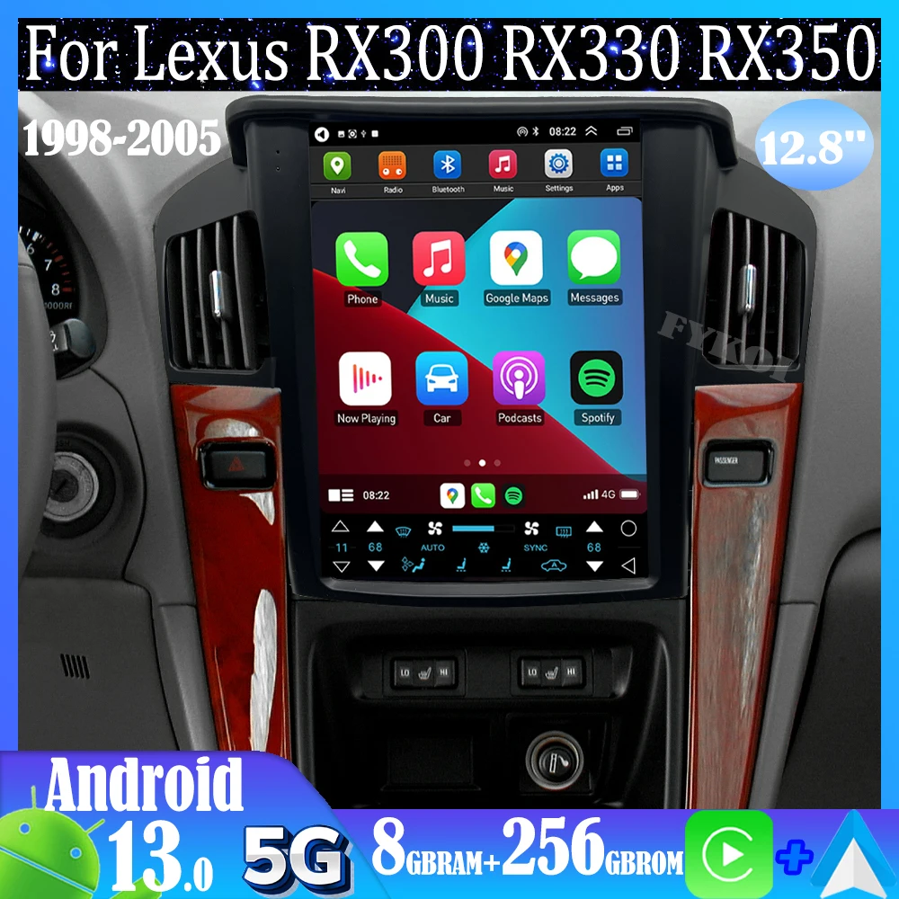 Android 13 For Lexus RX300 RX330 RX350 1998-2005 Car Radio Automotive Multimedia Tesla Screen Carplay Auto Bluetooth GPS 4G WIFI