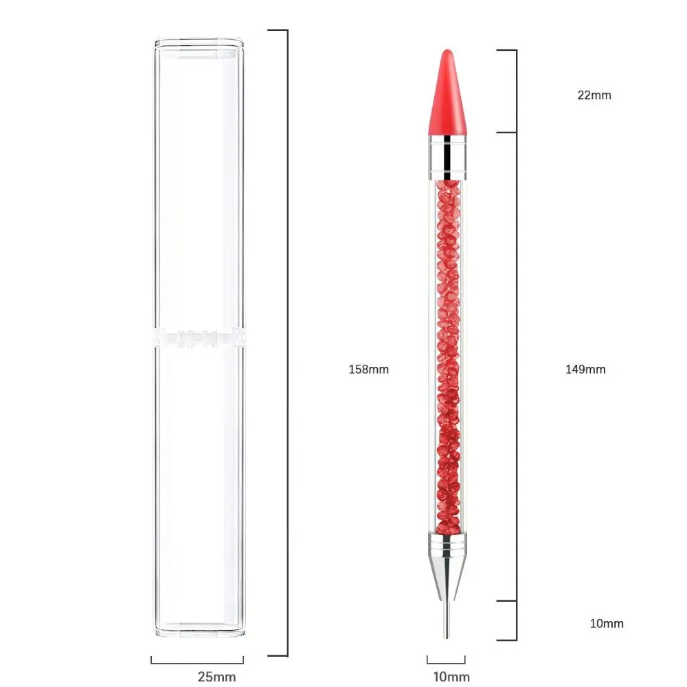 Pluma punteadora de diamantes de imitación acrílicos, bolígrafo de punta de doble punta rojo, verde y azul, herramienta de decoración DIY, recolector de gemas de diamantes de imitación