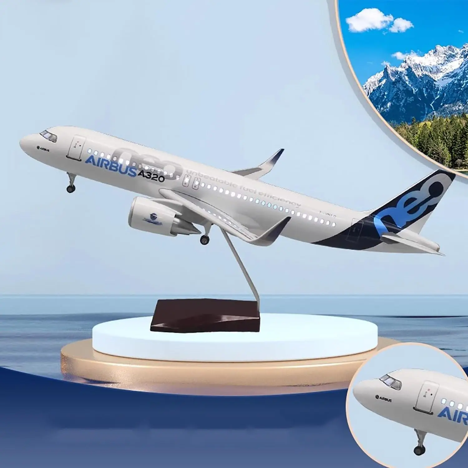 

Diecast Resin 47CM 1/80 Scale Airplane a320 Prototype Airline Model plane toy model W Light Landing Gears toys boys kids