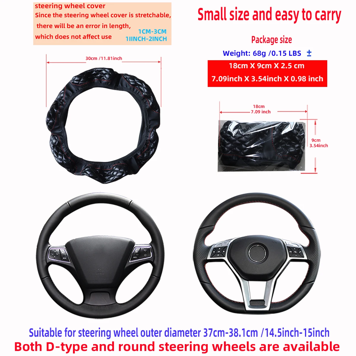 1 artificial sheepskin stereo embroidery soft and comfortable car supplies no inner ring steering wheel cover fits 14.5-15 inche