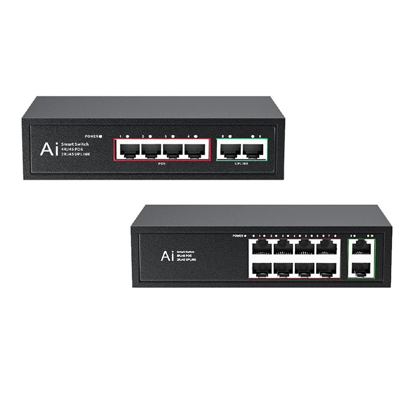 

POE Switch 100Mbps Ethernet Switch POE Splitter IEEE 802.3Af/At For IP Camera Wireless AP Wifi Router US Plug