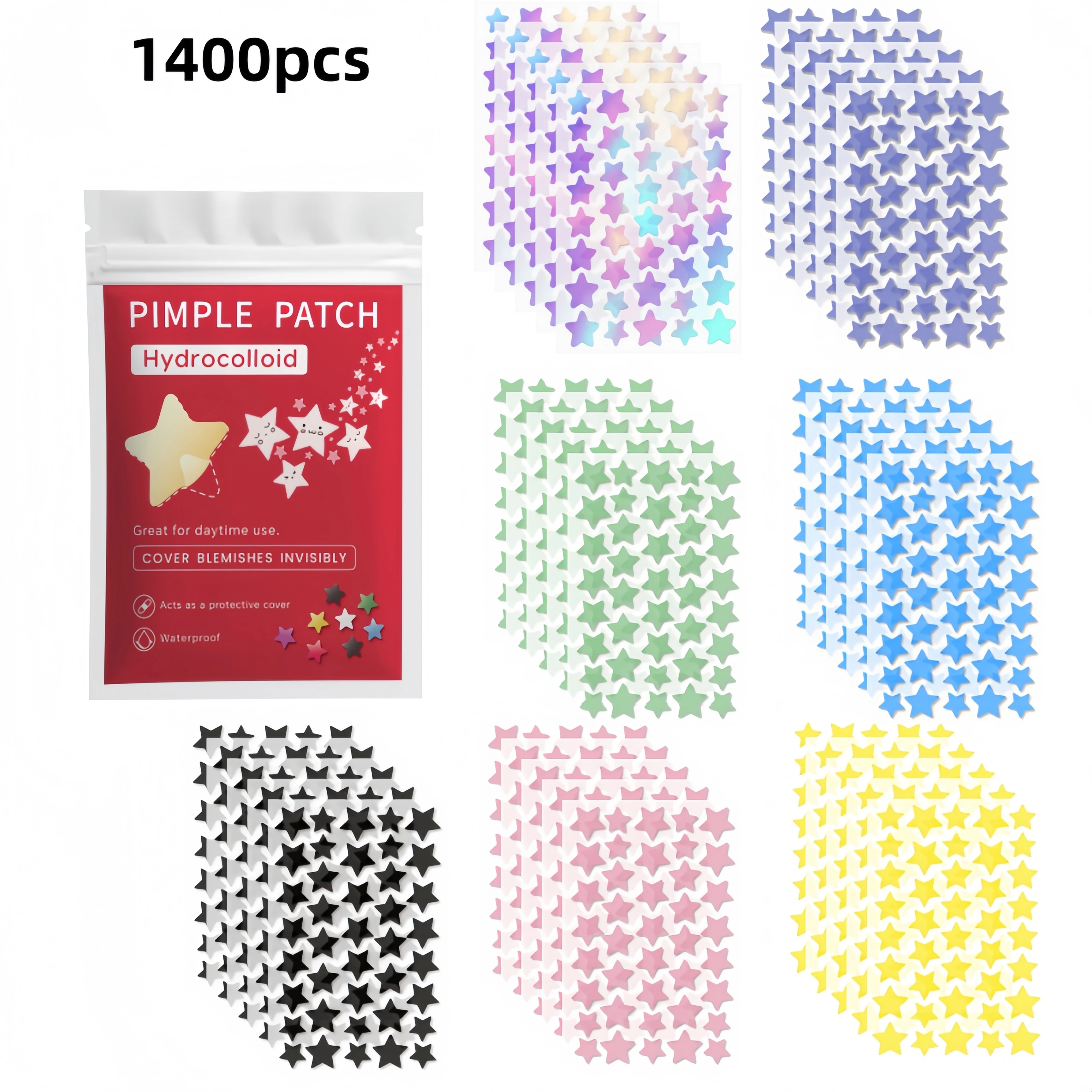 840/1120/1400Pcs Pastel Star Beauty Sticker Sheets Easy Peel Face Dots For Daily Look Photo Props Gift view 2