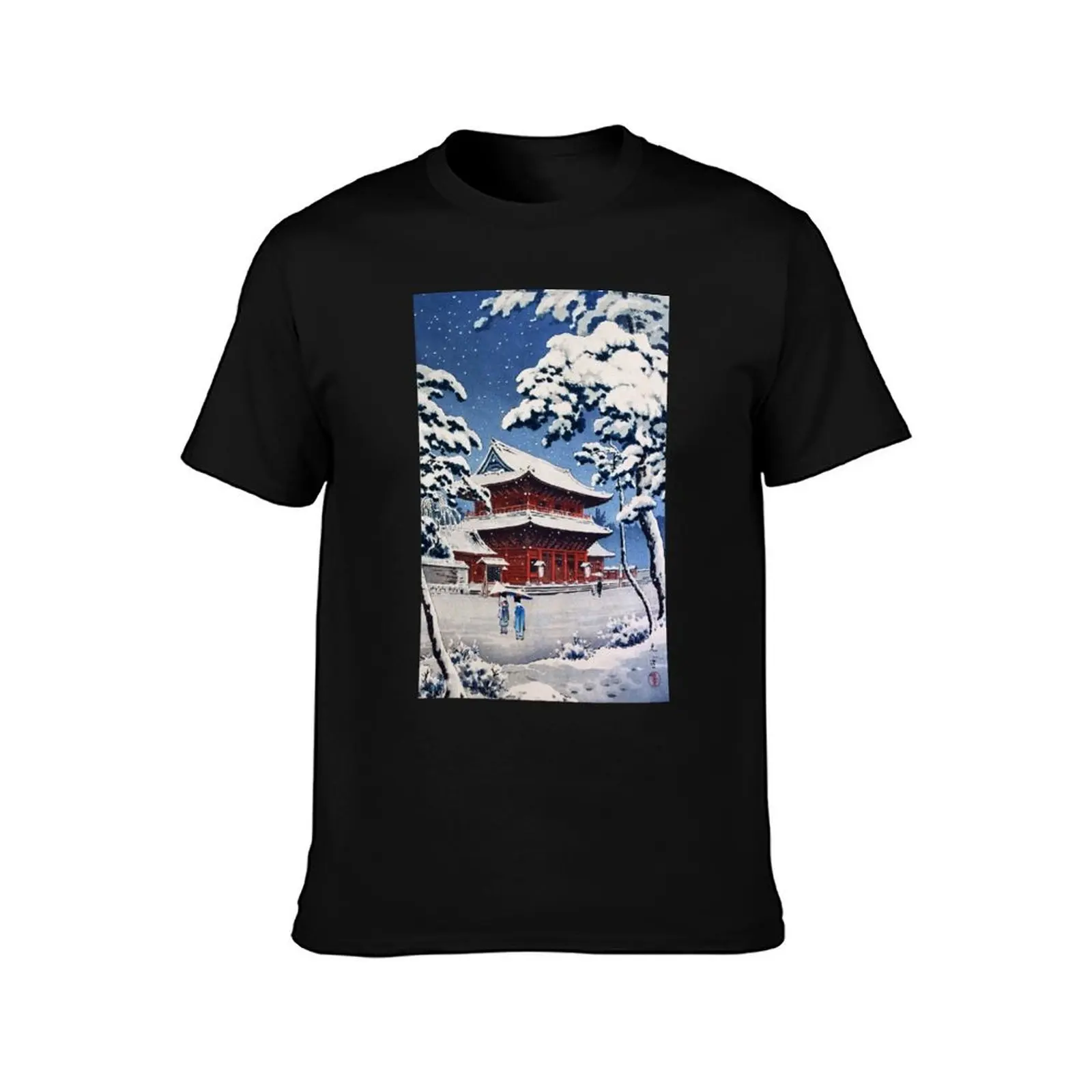 Zojoji Temple in Snow by Tsuchiya Koitsu T-Shirt funny t shirts cotton T-Shirt