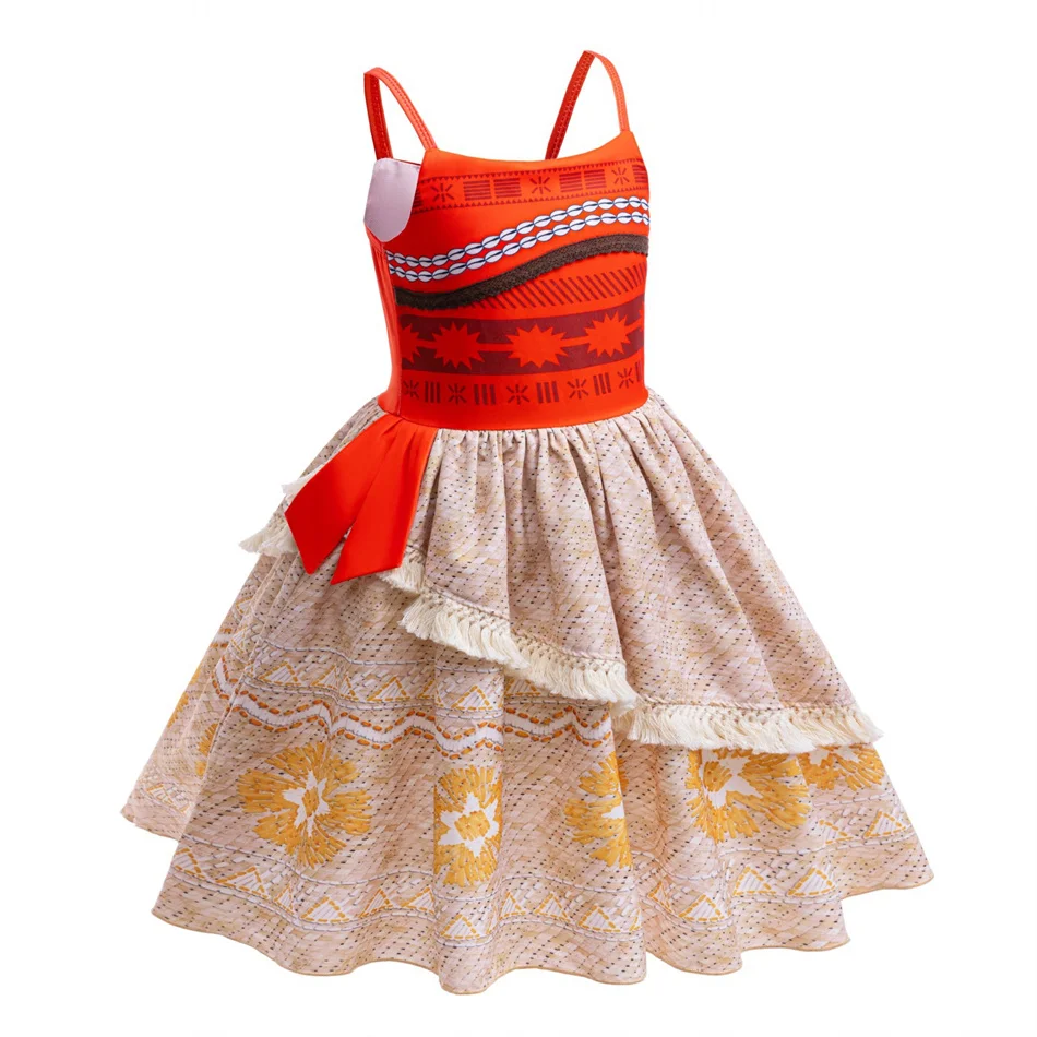 moana birthday dress moana theme gown with detachable waist belt 5-6Y