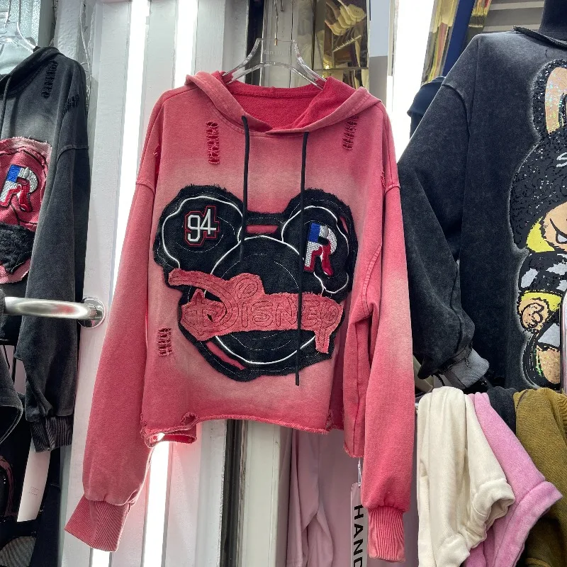 Popular Design American Style Casual Retro Cartoon Pattern Hoodie Jacket For Women's Loose Slimming Versatile Y2k Top Sweatshirt