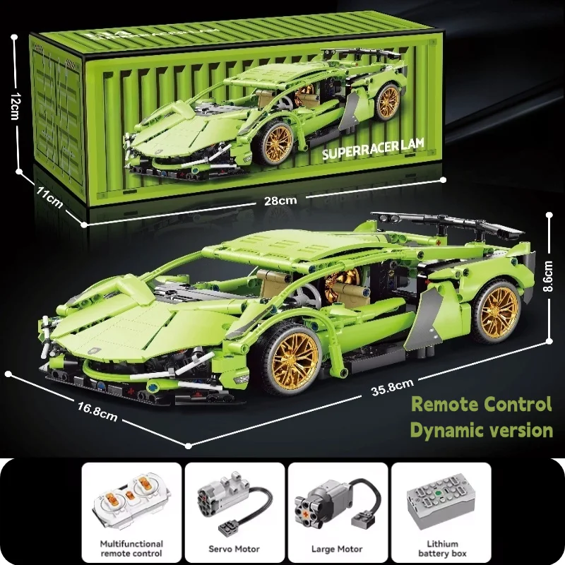 Technologie Racewagen Blok Model 1280PCS + 1:14 Motion Speed Auto Model Mechanische Super Blok Montage Speelgoed Kinderen volwassen Geschenken