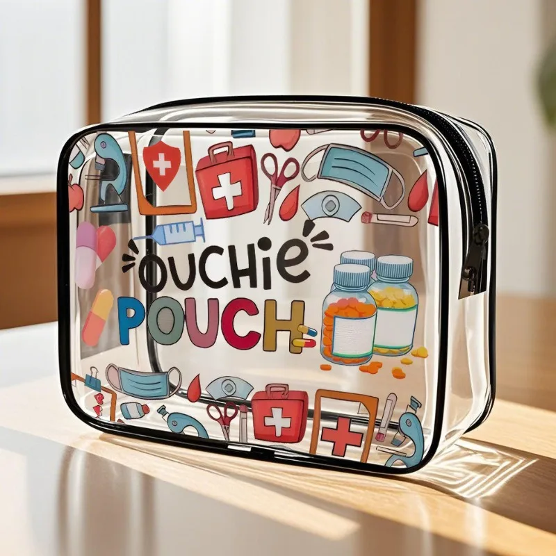 Hot Sale Transparent Cartoon Cute Practical Portable Charging Cable Pill Cosmetic Bag Change Bag Card Bag Portable Travel Storag
