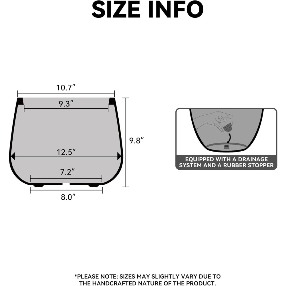

12.5 Inch Round Fluted Planter with Drainage Hole, Large Concrete Flower Pot for Indoor Outdoor Plants, Charcoal Finish