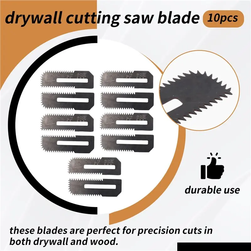Y50A-10Pack Drywall Cut-Out Saw Blades For Cordless Cut-Out Saw, Cuts Drywall Up To 1-3/16 Inch Thick (Depth Markings)