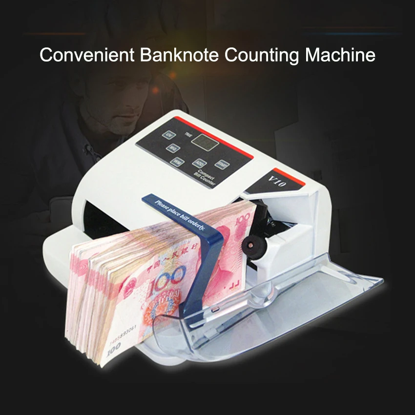 V10 Portable Money Counter Multi-Currency Cash Banknote Money Bill Counter Counting Machine Financial Equipment EU/US Plug