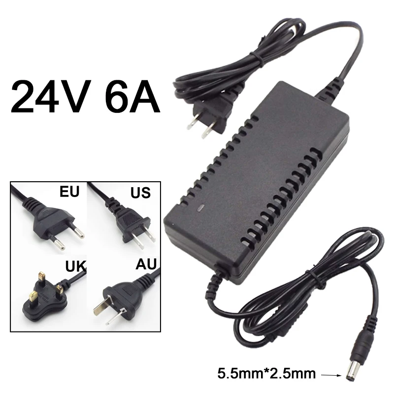 

24V 6A 6000ma AC 110V 220V To DC 24V 6A Adapter Power Supply Converter Charger Switch Led Transformer Charging 24volt Universal