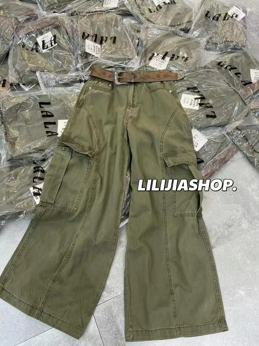 

Retro American Street Sle Loose Casual Large ket Work Pants Design Sense Jeans Long Trousers for Women Autumn New Arrival
