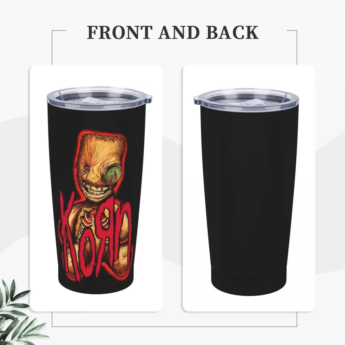 Korn Rock 20 Oz Tumbler Music Vacuum Insulated Travel Thermal Cup with Lid and Straw Stainless Steel Smoothie Tea Mugs