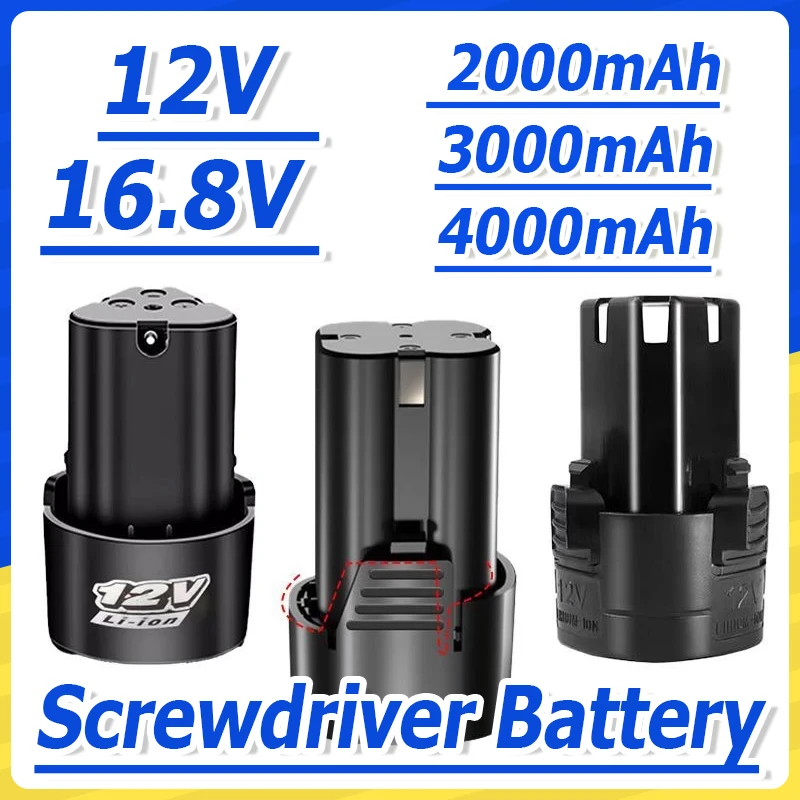 Screwdriver Battery 12V/16.8V 4000mAh Rechargeable Lithium Battery For Electric Drills, Angle Grinders and Other Power Tools