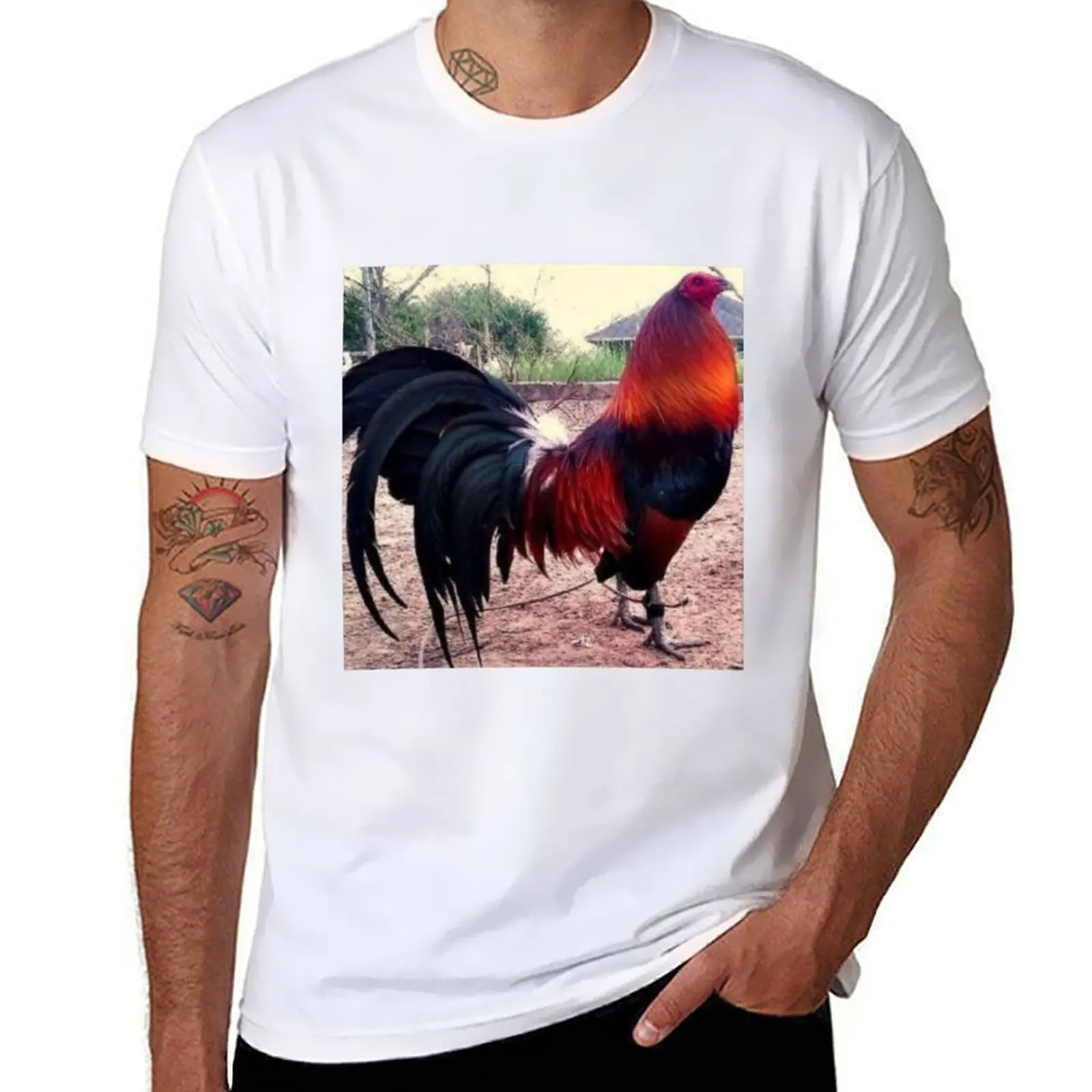 

Футболка «Петух, красный, бой, прекрасная», мужская хлопковая мужская футболка с рисунком, футболка