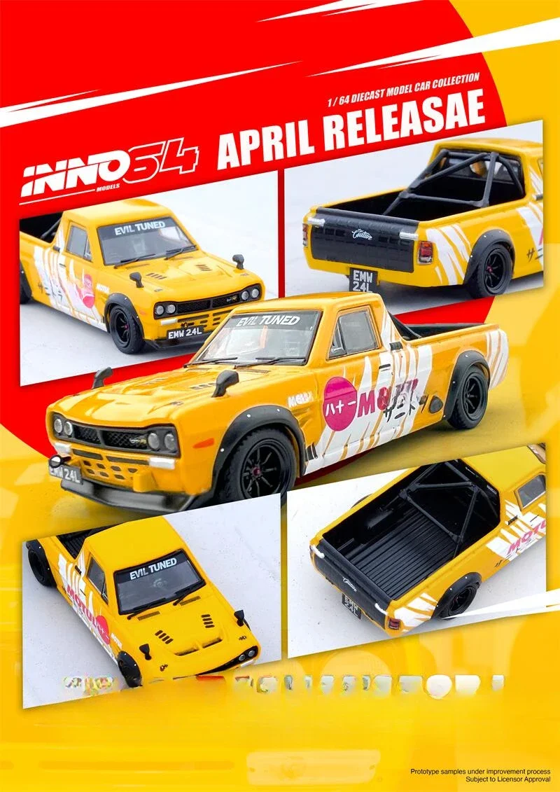 INNO 1:64 HAKOTORA PICK UP TRUCK Livery Yellow  Model Car