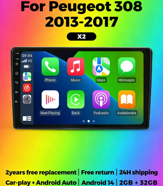

Автомагнитола MEKEDE Android 15, 2 DIN, с навигацией и CarPlay для Peugeot 308 (2013-2017), мультимедийный проигрыватель