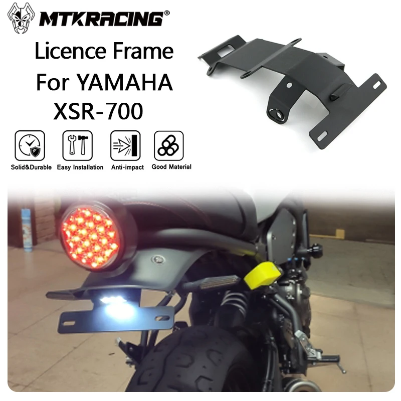 MTKRACING License Plate Holder For YAMAHA XSR700 2015-2024 License Plate Holder Rear Tail Frame Fender Eliminator Bracket