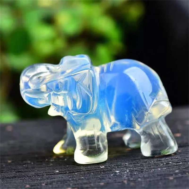 

1.5inch Natural Opalite Elephant Carving Room Decoration Healing Crystal Animal Figurine Reiki Carved Stones Gift 1PCS