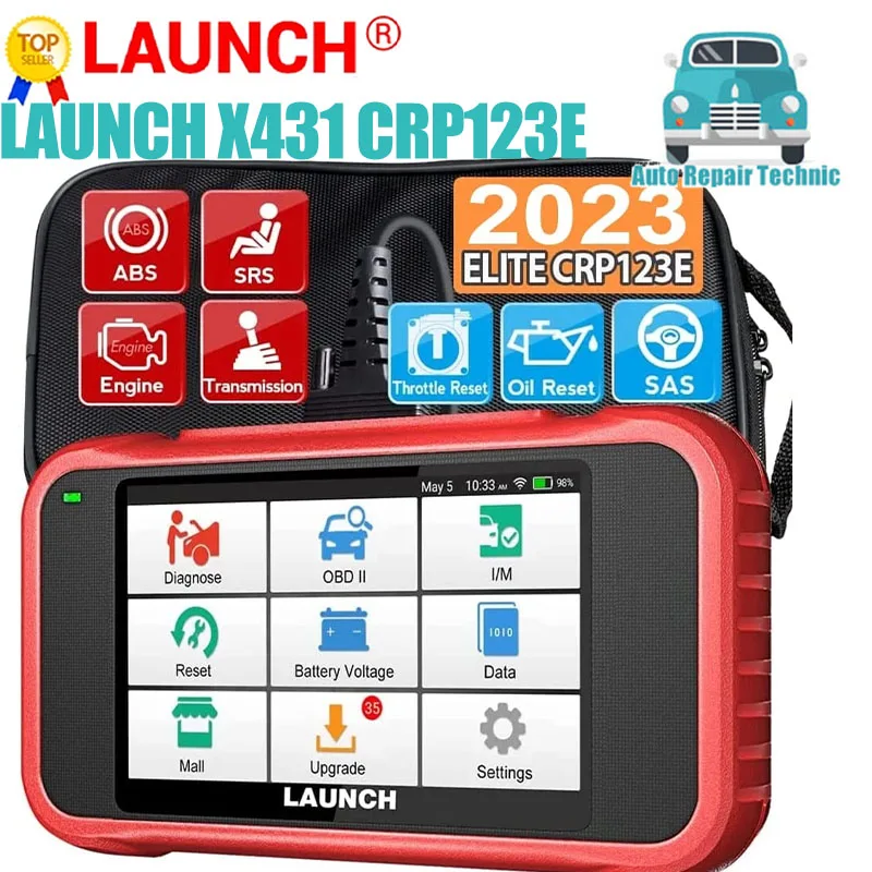 LAUNCH X431 CRP123E OBD2 Skaner samochodowy OBD OBDII Silnik ABS Poduszka powietrzna SRS Transmisja Samochodowe narzędzia diagnostyczne PK CRP123X