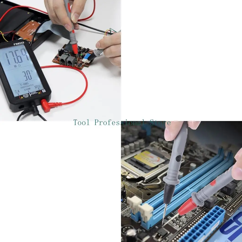 57QF Probe and Clip Test Leads Set with Removable Jaw Attachments and Visible Rating Text for Electronics Testing and Repair