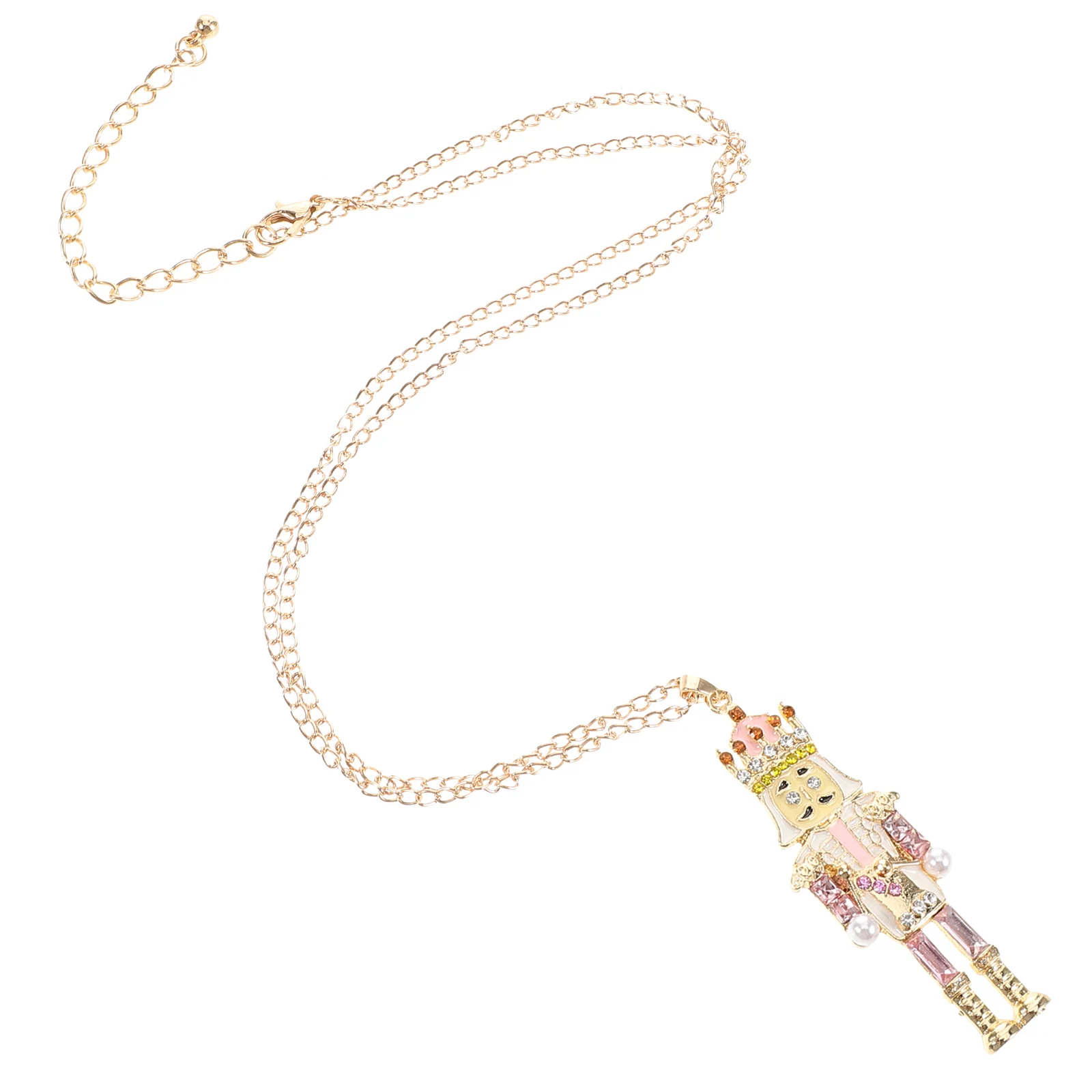 สร้อยคอ Nutcracker จี้ตลกบัลเล่ต์อุปกรณ์เสริมสําหรับสาวคริสต์มาสขนมปังขิงสีชมพู