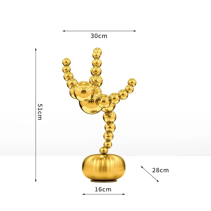 l*-Home Decorative Figures Sculpture, Stainless Steel Handicraft Ornaments, Office Living Room Tabletop Decoration