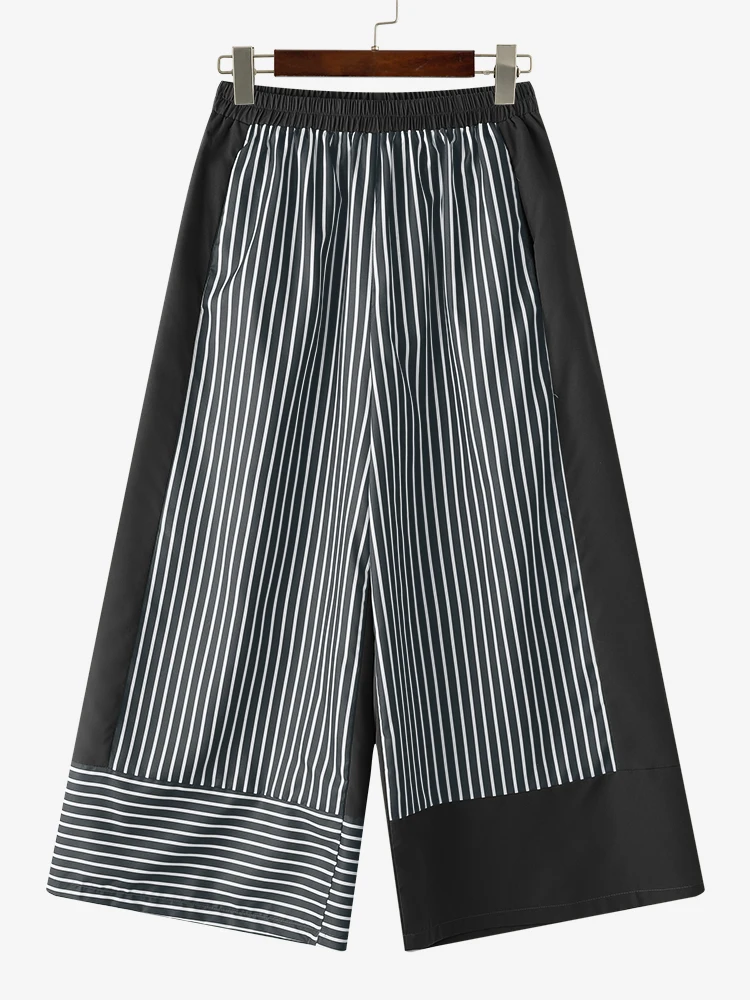 ZANZEA Pantaloni streetwear coreani estivi Pantaloni lunghi patchwork a righe larghe casual Vacanza 2025 Pantaloni a gamba larga Pantaloni casual