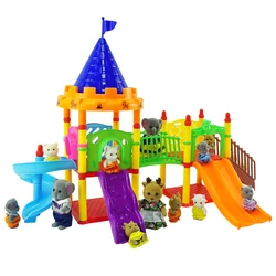 Parque de Atracciones de animales de la familia del bosque, casa de muñecas, muebles en miniatura, escalera deslizante, parque de la ciudad DIY, regalos para niñas, 1:12