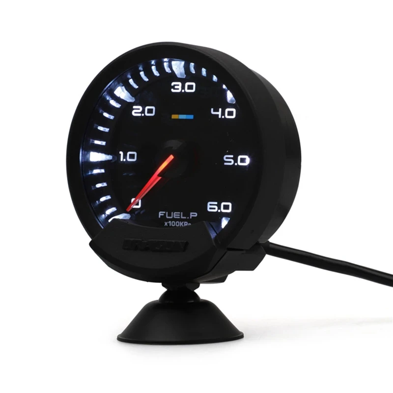 60Mm 12V Fuel Pressure Gauge Oil Press Gauge White Led Fuel Gauge Universal