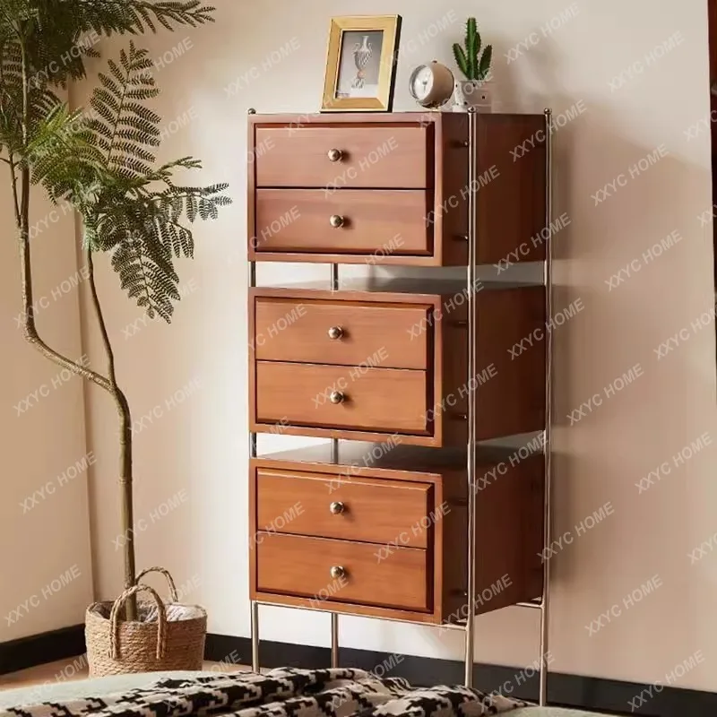 Multi-layer home living room magazine storage cabinet Floor storage Small side cabinet with door