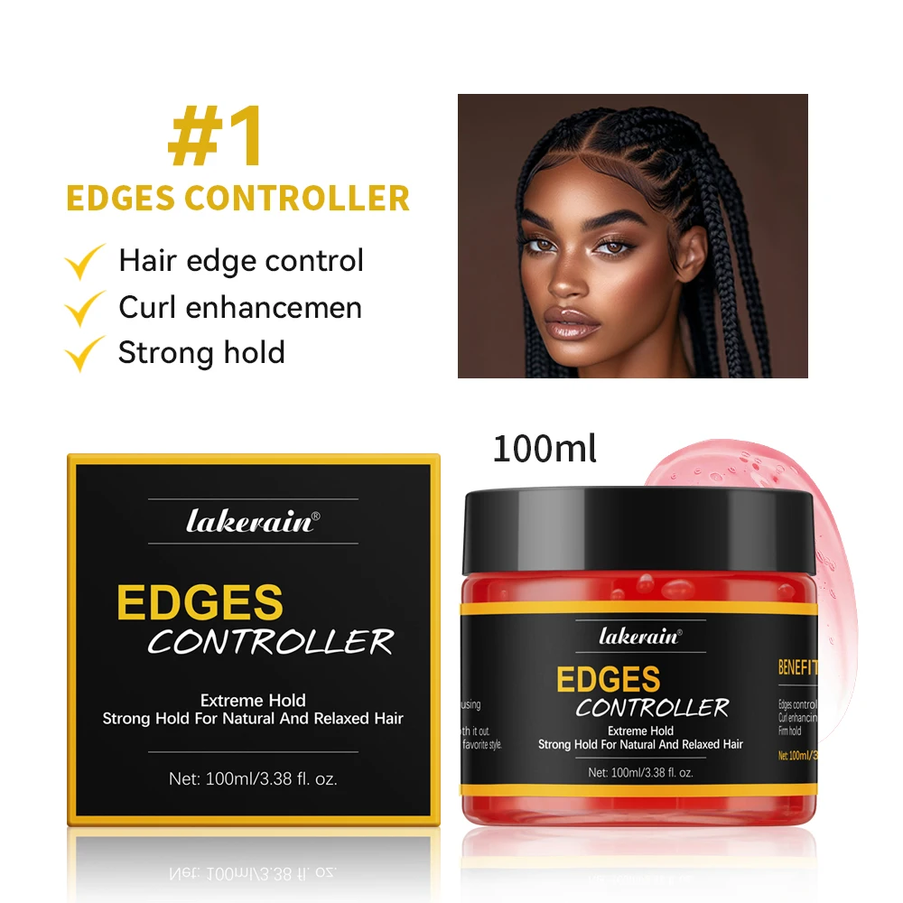 100ml/3.38 Fl. Oz. Edge Control Hair Gel Strong Hold Thick Edges Styling Gel Non-Greasy Non-Flaking Hair Gel For All Hair Types