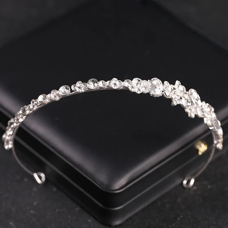 Trendy Bride Headband silver color Rhinestone Crystal Tiara Wedding Crown Princess Tiara Jewelry Bride Wedding Hair Jewelry Gift image 3