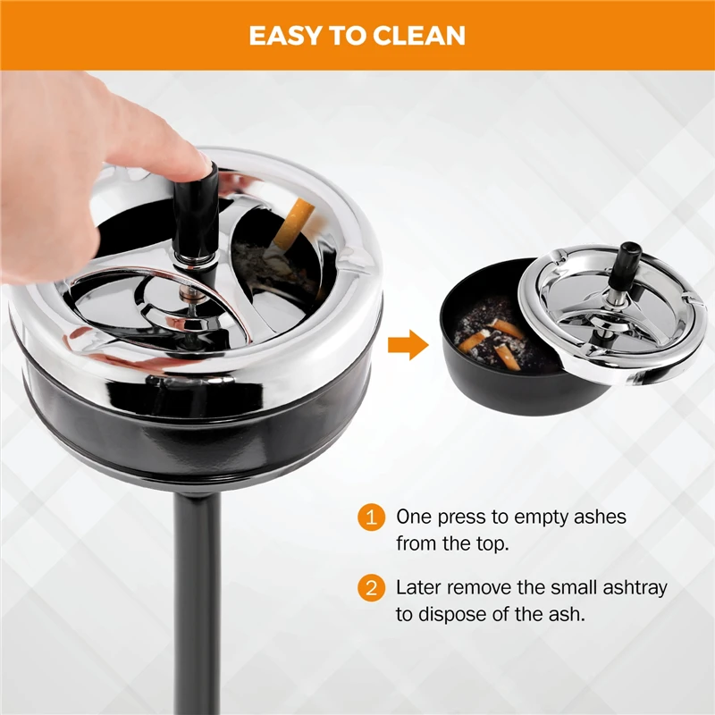 Floor Standing Stainless Steel Ashtray with Lid Removable Adjustable Height Cigar Ashtrays Ash Tray for Home KTV Toilet Outdoor