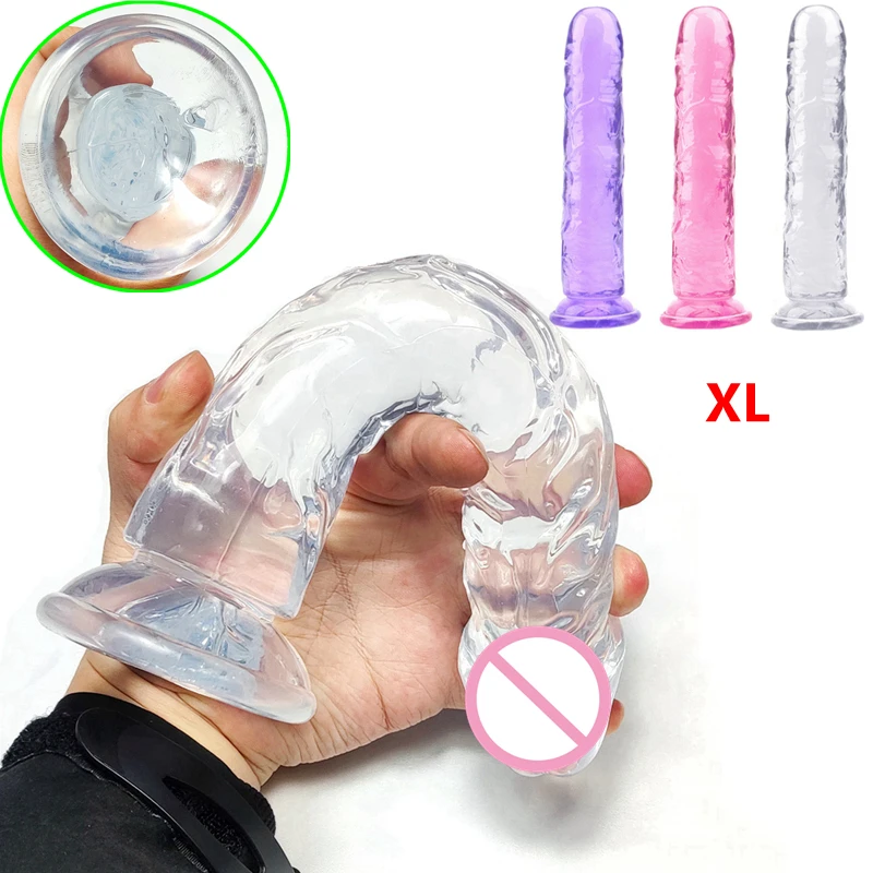 3 Size Translucent Soft Jelly Big Dildo Realistic Fake Dick Penis Butt Plug Sex Toys for Woman Men Vagina Anal Massage