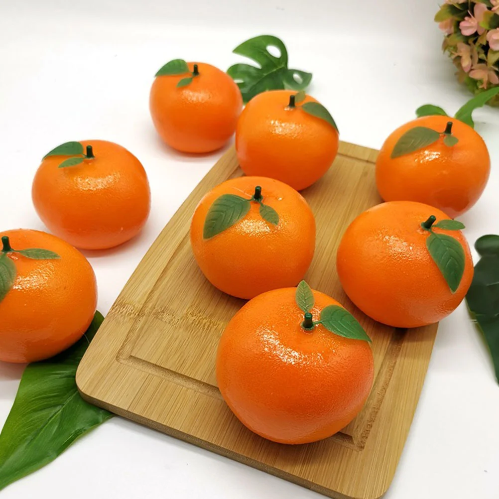 4 Pcs Oranges Fruit Ornaments Simulation Decor Model Lifelike Adornments Fake with Leaves Artificial Decoration