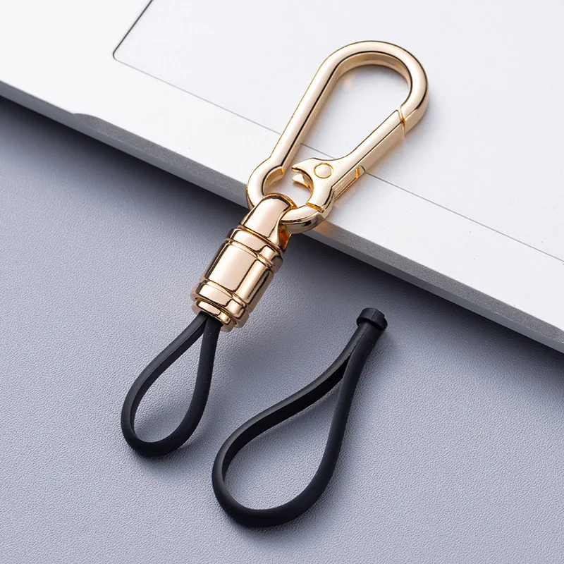 Car Keychain Rubber Rope Luxury Metal High-end Car Keychain Rope with Keyring Good Quality Car Key Keyholder