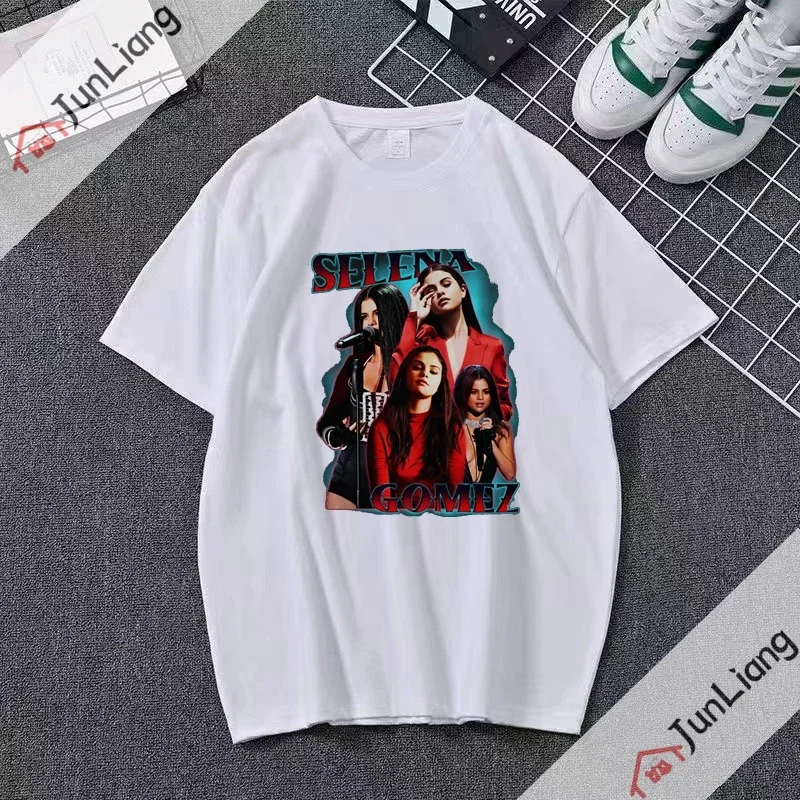 Selena Gomez Singer T Shirt Women Harajuku Fans Tshirt Summer White Fashion T-shirt Popular Shirts